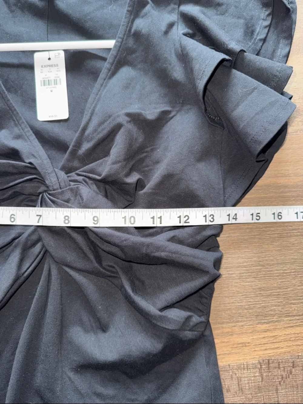 Express Black Ruffle-Sleeve Twist-Front V-Neck Bodysuit - Picture 6 of 8